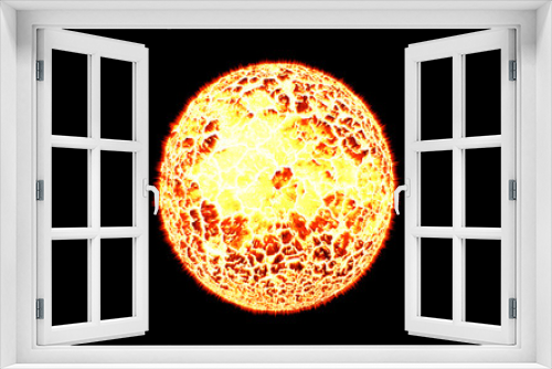 Fototapeta Naklejka Na Ścianę Okno 3D - Sun. Global warming - Bright and hot orange sun on a black background