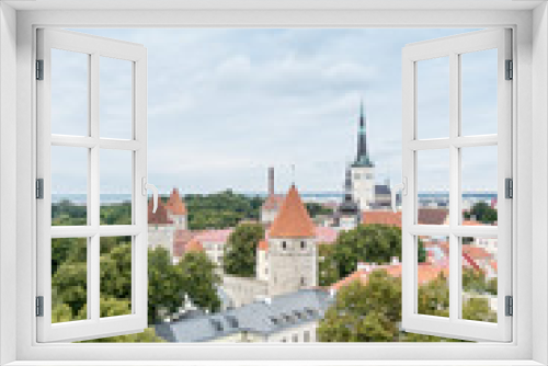 Fototapeta Naklejka Na Ścianę Okno 3D - street view of downtown in Tallinn city, Estonia
