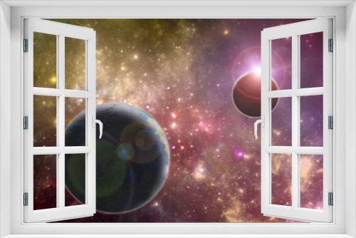 Fototapeta Naklejka Na Ścianę Okno 3D - Fantasy solar system, scifi universe 3D illustration