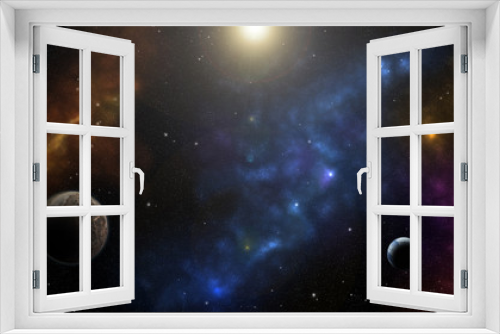 Fototapeta Naklejka Na Ścianę Okno 3D - Stars, planets and nebulas. Sci-fi background