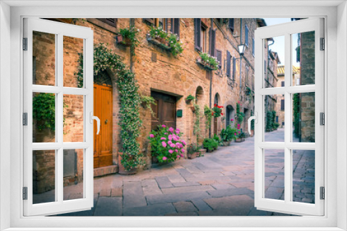 Fototapeta Naklejka Na Ścianę Okno 3D - Street of Pienza, Tuscany