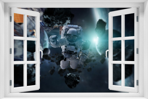 Fototapeta Naklejka Na Ścianę Okno 3D - Astronaut working on a space station 3D rendering elements of this image furnished by NASA