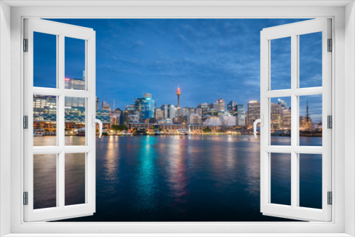 Fototapeta Naklejka Na Ścianę Okno 3D - Darling Harbour at Blue Hour
