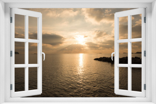 Fototapeta Naklejka Na Ścianę Okno 3D - A golden sunrise in the sea of Ibiza