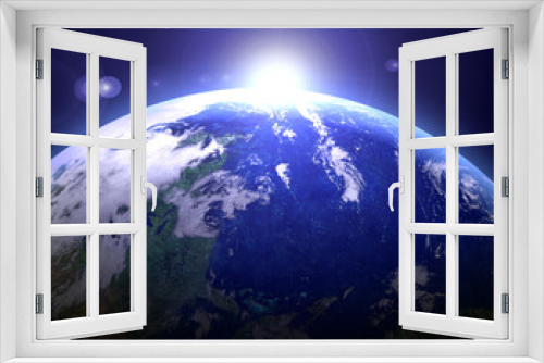 Fototapeta Naklejka Na Ścianę Okno 3D - Terra davanti il sole