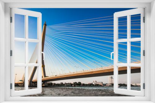 Fototapeta Naklejka Na Ścianę Okno 3D - The Rama VIII Bridge is a cable-stayed bridge in Bangkok Thailand.