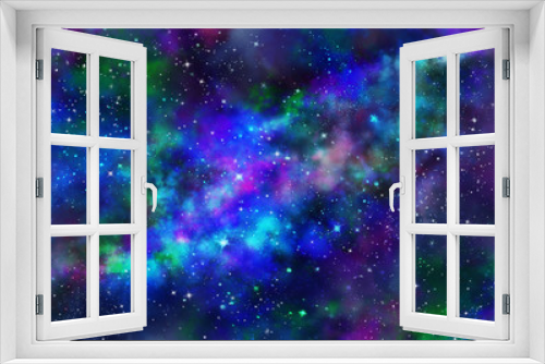 Fototapeta Naklejka Na Ścianę Okno 3D - Star field in galaxy space with nebula, abstract watercolor digital art painting for texture background
