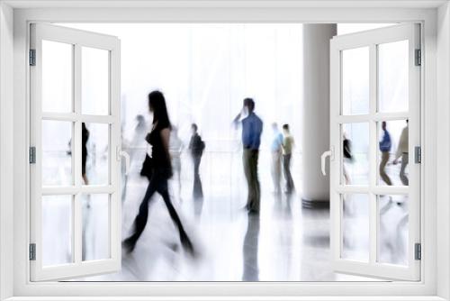 group of people in the lobby business center