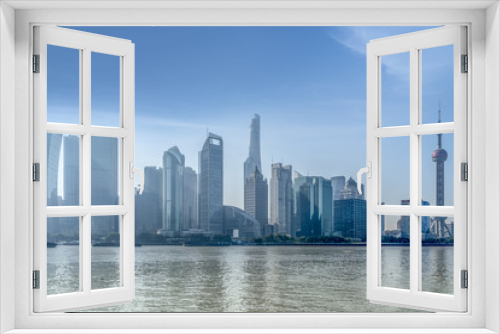 Fototapeta Naklejka Na Ścianę Okno 3D - Urban architectural landscape in Lujiazui, Shanghai