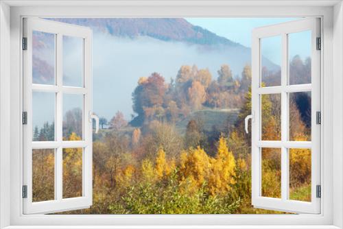 Fototapeta Naklejka Na Ścianę Okno 3D - Morning autumn Carpathian mountains, Ukraine