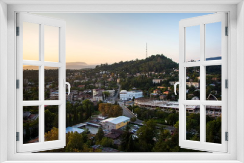 Fototapeta Naklejka Na Ścianę Okno 3D - Evening Sukhum, capital of Abkhazia. Aerial view