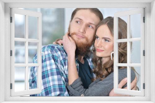 Beautiful young couple hugging