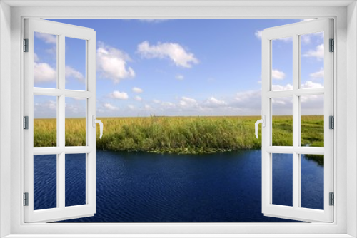 Fototapeta Naklejka Na Ścianę Okno 3D - Blue sky in Florida Everglades wetlands green plants