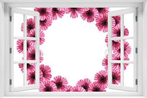 Fototapeta Naklejka Na Ścianę Okno 3D - Watercolor pink flowers wreath. Floral frame composition