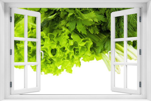 Fototapeta Naklejka Na Ścianę Okno 3D - Fresh vegetables. Fennel, parsley, onion, lettuce.