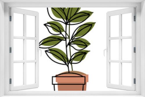 Fototapeta Naklejka Na Ścianę Okno 3D - cute leafs in pot decorative icon vector illustration design