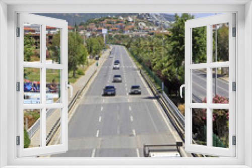 Fototapeta Naklejka Na Ścianę Okno 3D - view on highway from pedestrian overpass in Konakli