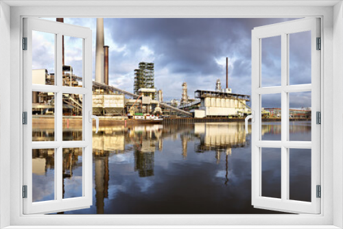 Refinery With Reflection Panorama