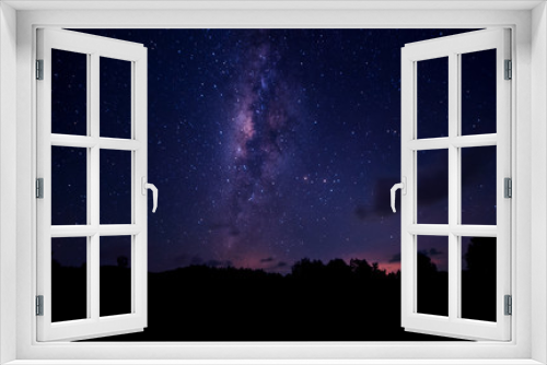 Fototapeta Naklejka Na Ścianę Okno 3D - starry night and milky way galaxy night photograph. image contain soft  focus, blur and noise due to long expose and high iso.