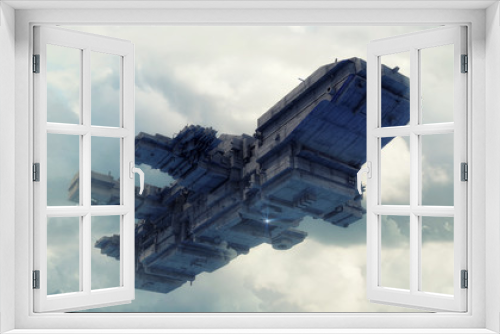 Fototapeta Naklejka Na Ścianę Okno 3D - 3D render. Alien spaceship UFO concept