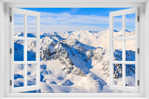 Fototapeta Naklejka Na Ścianę Okno 3D - View of mountains in Obergurgl-Hochgurgl ski area on beautiful sunny winter day, Tirol, Austria