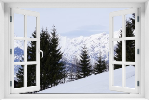 Fototapeta Naklejka Na Ścianę Okno 3D - Schwaz Tirol Österreich Pillberg in der Nähe von Innsbruck Winter Nebel