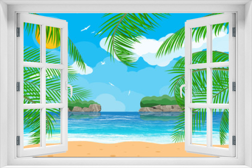 Fototapeta Naklejka Na Ścianę Okno 3D - Landscape of palm tree on beach