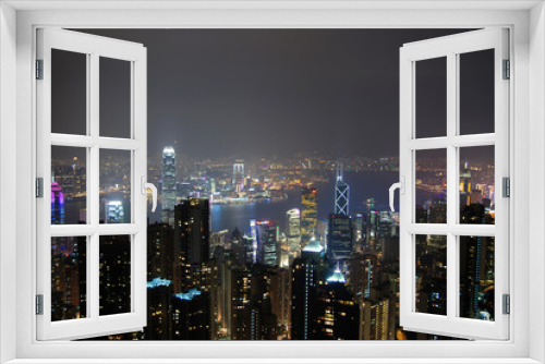 Fototapeta Naklejka Na Ścianę Okno 3D - victoria harbor night view of hong kong