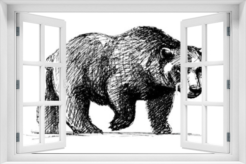 Fototapeta Naklejka Na Ścianę Okno 3D - Bear walking