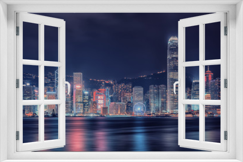 Fototapeta Naklejka Na Ścianę Okno 3D - Hong Kong cityscape viewed from Victoria harbor