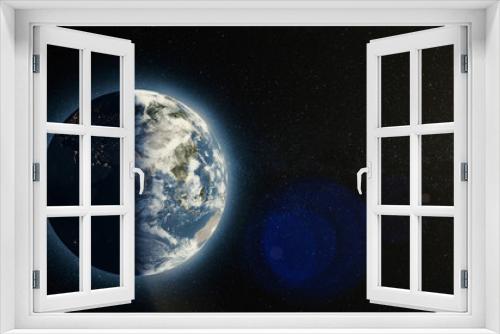 Fototapeta Naklejka Na Ścianę Okno 3D - Planet earth with sunrise in space, Rising Sun over Earth. Earth planet
