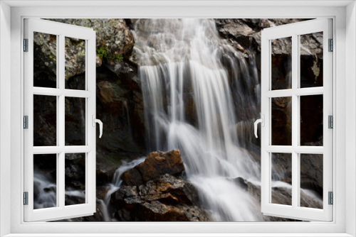 Fototapeta Naklejka Na Ścianę Okno 3D - Mountain waterfall on a summer day