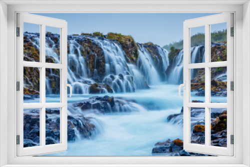 Fototapeta Naklejka Na Ścianę Okno 3D - Dramatic views of the bright Bruarfoss waterfall. Popular tourist attraction. Location place South Iceland, Europe.