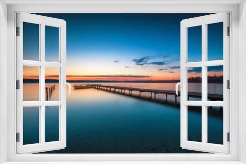 Fototapeta Naklejka Na Ścianę Okno 3D - Sunset Over the lake HDR Image