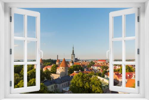Fototapeta Naklejka Na Ścianę Okno 3D - Panorama Panoramic Scenic View Landscape Old City Town Tallinn In Estonia