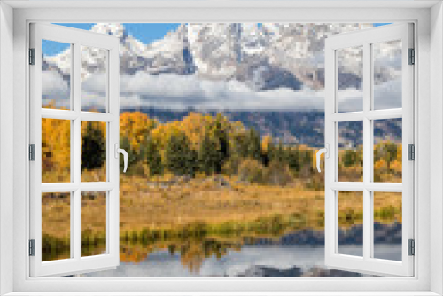 Fototapeta Naklejka Na Ścianę Okno 3D - Scenic Teton Autumn Reflection