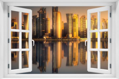 Fototapeta Naklejka Na Ścianę Okno 3D - The skyline of West Bay and Doha downtown, Qatar