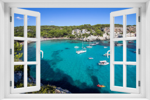 Fototapeta Naklejka Na Ścianę Okno 3D - Boats and yachts on Macarella beach, Menorca, Spain