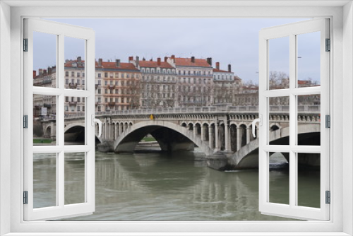 Fototapeta Naklejka Na Ścianę Okno 3D - The Rhône river and Wilson's bridge in Lyon, France