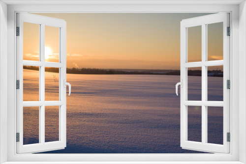 Fototapeta Naklejka Na Ścianę Okno 3D - Cold winter sunset