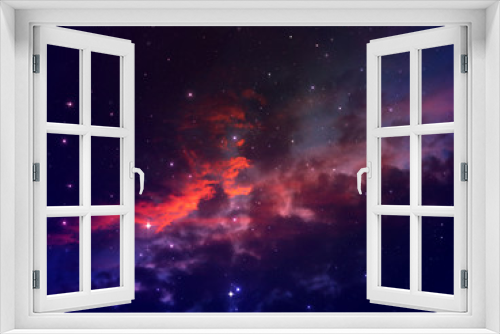 Fototapeta Naklejka Na Ścianę Okno 3D - Starry Night Sky Scene