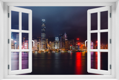 Fototapeta Naklejka Na Ścianę Okno 3D - Hong Kong cityscape at night

