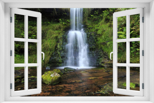 Fototapeta Naklejka Na Ścianę Okno 3D - Two tier waterfall, Blaen-y-glyn, Wales