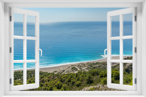 Fototapeta Naklejka Na Ścianę Okno 3D - Seascape of Blue Waters of Gialos Beach, Lefkada, Ionian Islands, Greece