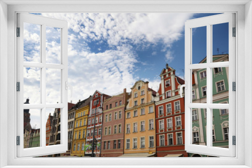 Fototapeta Naklejka Na Ścianę Okno 3D - An old city in the center of Wroclaw with colorfull buildings