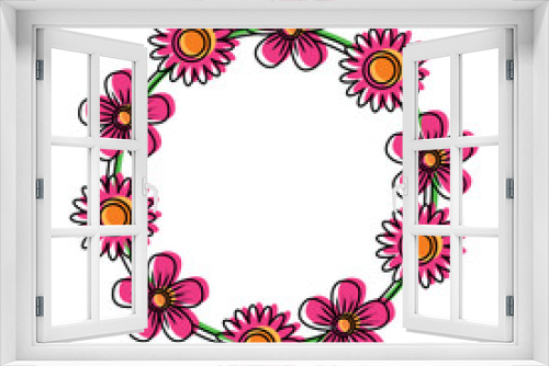 Fototapeta Naklejka Na Ścianę Okno 3D - floral wreath flowers decoration ornament vector illustration