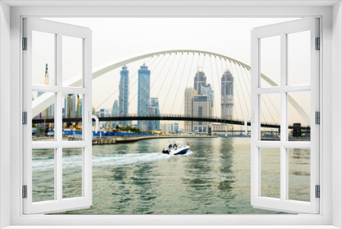 Fototapeta Naklejka Na Ścianę Okno 3D - Panoramic view of Dubai from the water canal