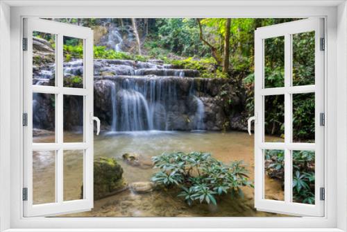 Fototapeta Naklejka Na Ścianę Okno 3D - Pu Kang waterfall in the forest Chiang Rai province Thailand.