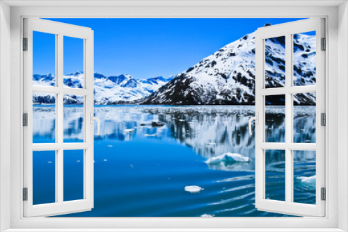 Fototapeta Naklejka Na Ścianę Okno 3D - spectacular view of snow capped mountains and sea prince william sound alaska usa