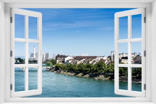 Fototapeta Naklejka Na Ścianę Okno 3D - BASEL, SWITZERLAND - June 16, 2017: Rhine river in Basel, Switzerland